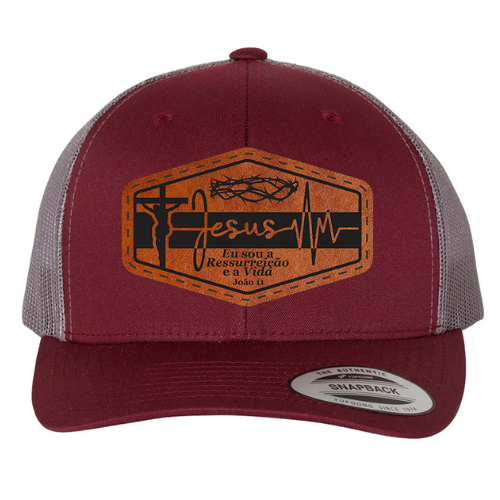 Trucker Hat - Maroon Grey - Jesus Mod.03