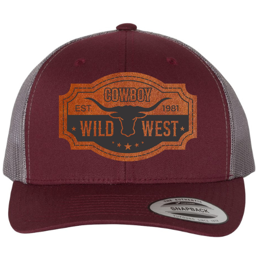 Trucker Hat - Maroon Grey - Cowboy Wild West